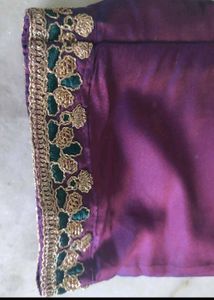 Purple Kurta Set with Gold Embellishment