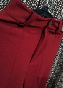 Kotty Maroon High Waist Stretchable Trouser | Wais