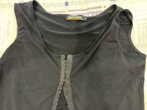 Black Hook-and-Eye Tank Top
