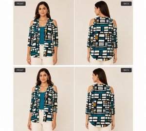 Stylish Geometric Print Cold Shoulder Top