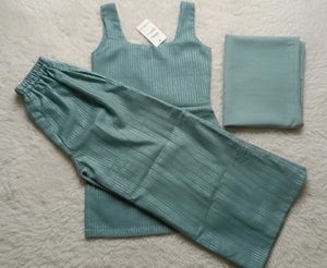 Cute short kurti with A line wide leg plazo Set