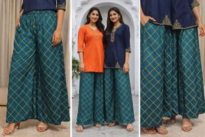 Biba Stylish Teal & Gold Palazzo Unused