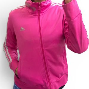 y2k adidas hot pink striped jacket