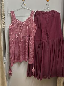 Pink Sequin Top &amp; Sharara Set