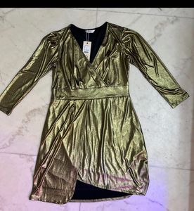 Metallic Gold Wrap Dress