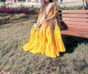 Elegant Yellow Anarkali Kurta Set Without Pant
