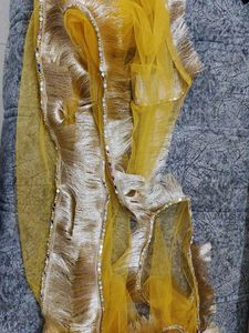 Yellow Dupatta with Tassel Fringe