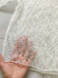 White Flower Pattern Mesh Top 😍