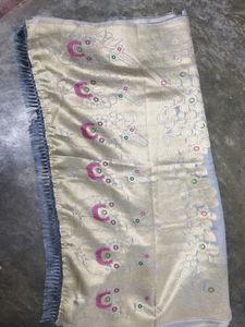 Embroiding Cotton Grey Colour Saree