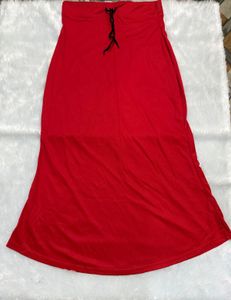 Red Maxi Skirt with Drawstring