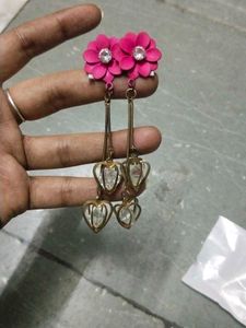 Vintage Flower &amp; Heart Dangle Earrings