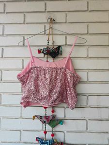 Sparkling Sequin Crop Top &amp; Palazzo Set