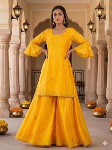 Vibrant Yellow Kurta Set with Palazzo