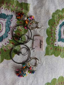 Boho Jhumka Earrings with Colorful Beads