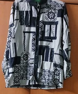 Patterned Button-Down Party Shirt