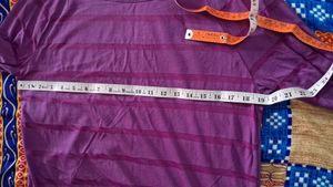 off shoulder Purple Striped 3/4 Sleeve Top