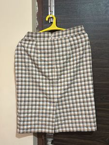 Plaid Button Detail Mini Skirt