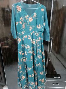 Floral Teal Ethnic Gown