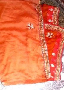 Orange Embroidered Saree