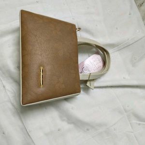 Stylish Brown & Cream Clutch Bag