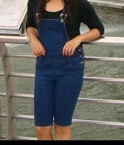 Blue Denim Knee Length Dungaree Waist Size 30inch