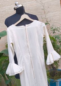 Cream Ruffled Maxi Dress