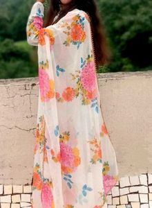 Floral Print Kurta with dupatta