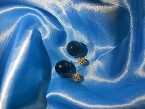 Black And Off White Pearl Stud Earrings