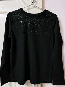 Sparkling Black Long Sleeve Top