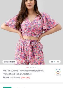 Like New Co Ord Set Floral Crop Top And Shorts