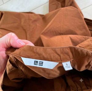 Uniqlo Brown Gathered Neck Top