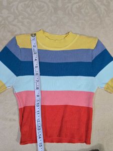 Rainbow Stripe Crop Top &amp; Jeans Set