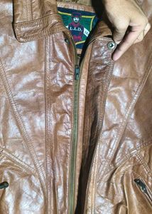 Vintage Brown Leather Bomber Jacket