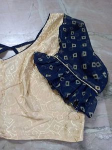 Elegant Cream n Navy Blue Blouse
