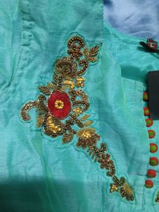 Very Beautiful Seagreen Front Slit Gawn