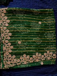 Beautiful Green Bandhani Saree