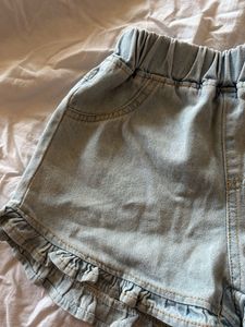 kids Light Wash Denim Ruffle Shorts