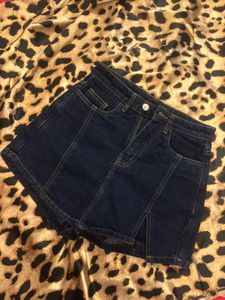 Dark Wash Denim Mini Skort