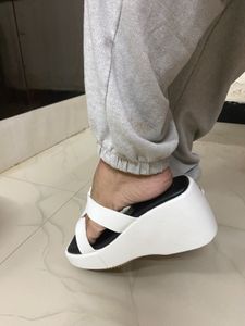Stylish White Wedge Sandals