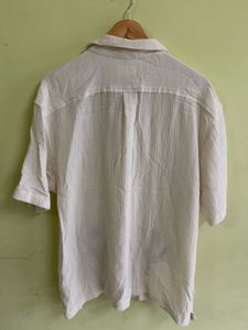 Men's Cream Embroidered Button-Up Shirt