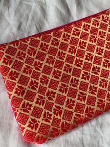 Pink &amp; Gold Patterned Zipper Pouch