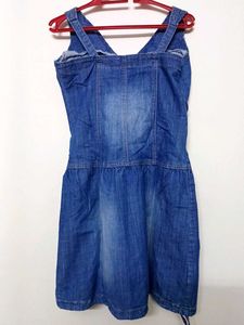 Denim V-Neck Button-Up Dress