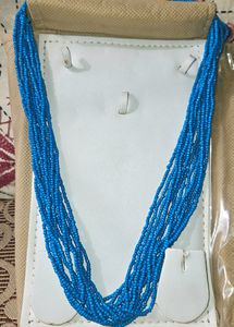 Turquoise Blue Beaded Long Necklace