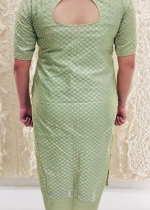 Pastel Green Self Design Straight Kurti 💚