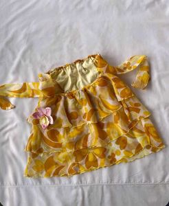Yellow Floral back tie Tube Top