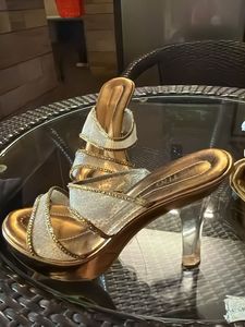 Elegant Gold Embellished Heels