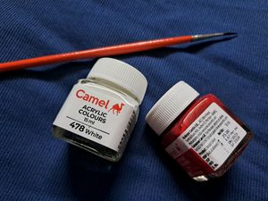 Camel Acrylic Colours 478 White / 062 Crimson Red