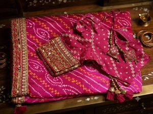 Stunning Pink Bandhani Chiffon Saree