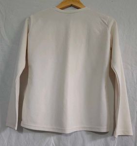 Cream Long Sleeve Crew Neck Top