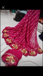 pure gorgate gota Patti work Algeria print saree